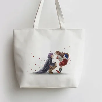 

Blue Flowers Confession Japanese Anime Canvas Tote bag Cartoon Shopping bags school Shoulder Reusable Shopper Grocery Bag AN291