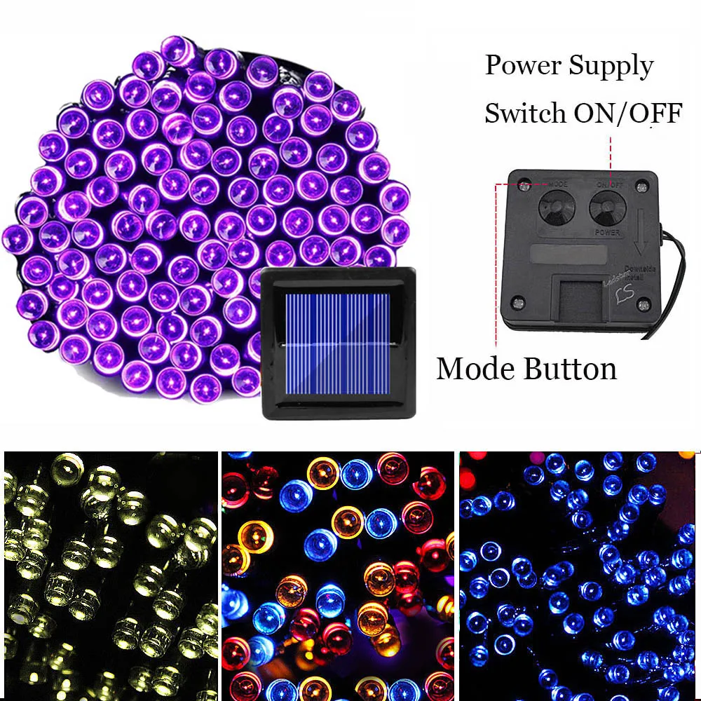 22 м Рождественский светильник s Открытый на солнечной энергии гирлянда Сказочный светильник для уличного двора Декор вечерние 200/100 Led цепной светильник ing String