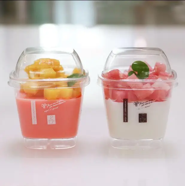 

40pcs with Cover Plastic Cup Mousse Pudding Cups Dessert IceCream Juice Cup Mousse Tray Home Wedding Party