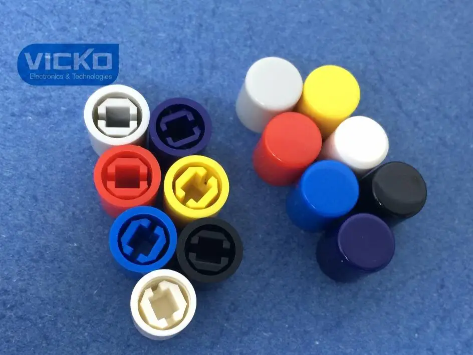 

[VK] 50 Pcs A11 8.5*10.5mm 3.1mm Tactile Push Button Switch Cap,Push switch button Cap for uni-directional seven color