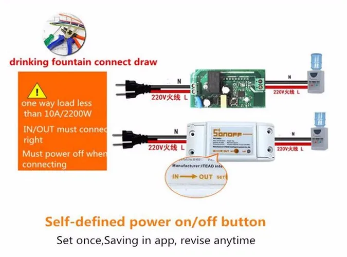 Sonoff базовый умный Wifi переключатель DIY дистанционный беспроводной умный переключатель Domotica Wifi выключатель света Умный дом работает с Alexa