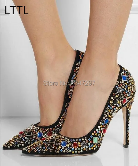 LTTL Stunning Rhinestone high heels Eyes catching crystal pointed toe