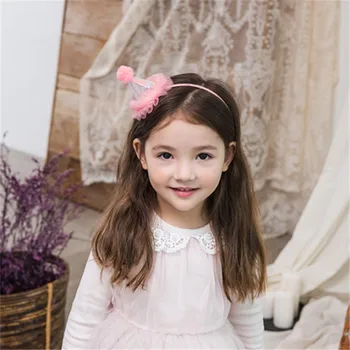 

CHIMERA Children Party Headband Lovely Pink Chiffon Festival Hat Hairbands Tiara Crown Headwear for Halloween Christmas