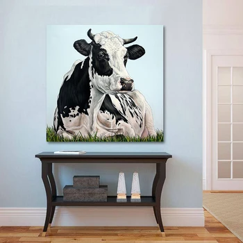 

HDARTISAN Modern Animal Oil Painting The Cow Canvas Art Wall Pictures For Living Room Home Decor Printings