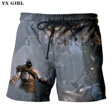 YX девушка летние мужские пляжные шорты Бог войны 3D печати модные мужские Бермуды пляжные шорты фитнес брюки плюс размер 5XL