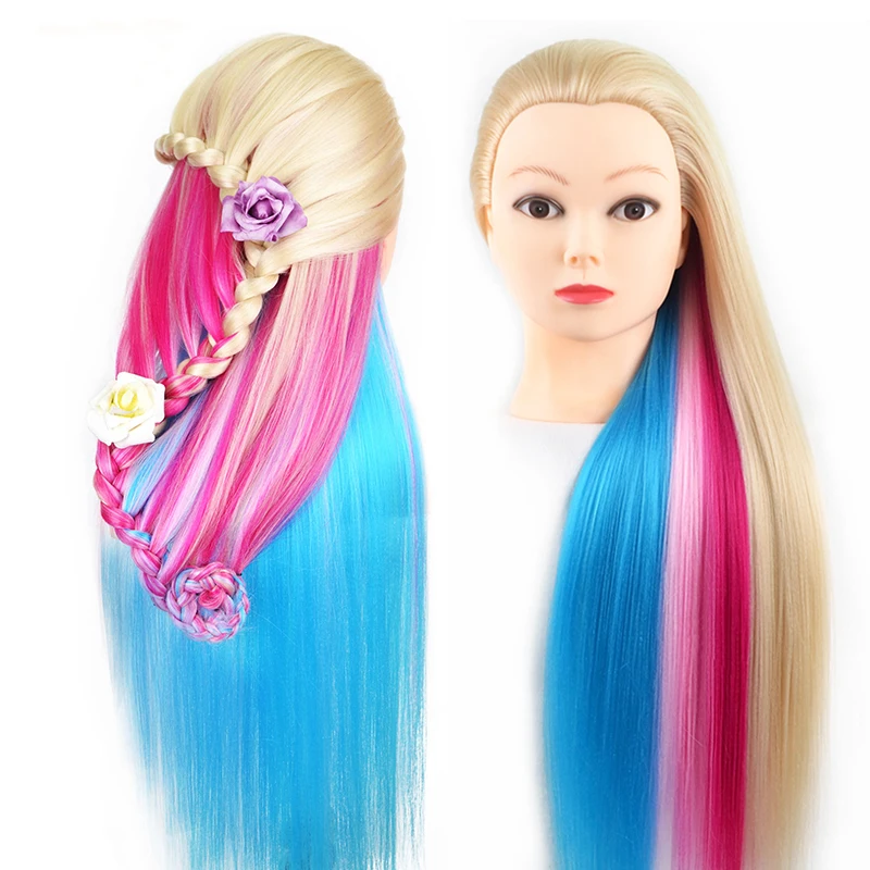 Sherui 28 White Rainbow Hair Shoulder Mannequin Head Hairstyles