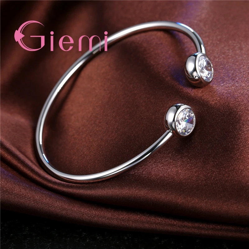 Серебряный браслет браслеты для женщин проложить Блестящий AAA циркон кристалл простые элегантные свадебные юбилейные аксессуары