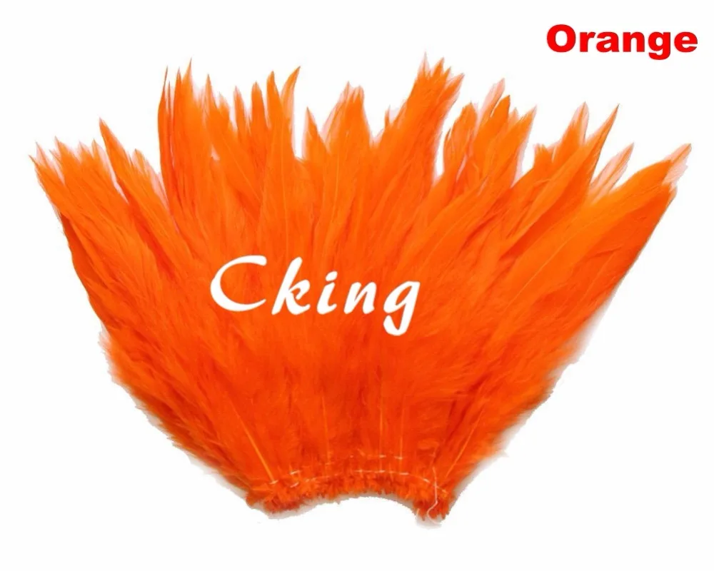 

Free shipping 1kgs Orange color dyed rooster coque feather fringes 5-6inch in wdith saddle hackle feather strungs for cloth