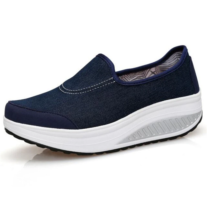 COVOYYAR/ г.; сезон весна-осень; парусиновая обувь на платформе; женская повседневная обувь на танкетке; удобная женская обувь; кроссовки; большие размеры 40; WSN146 - Цвет: Синий