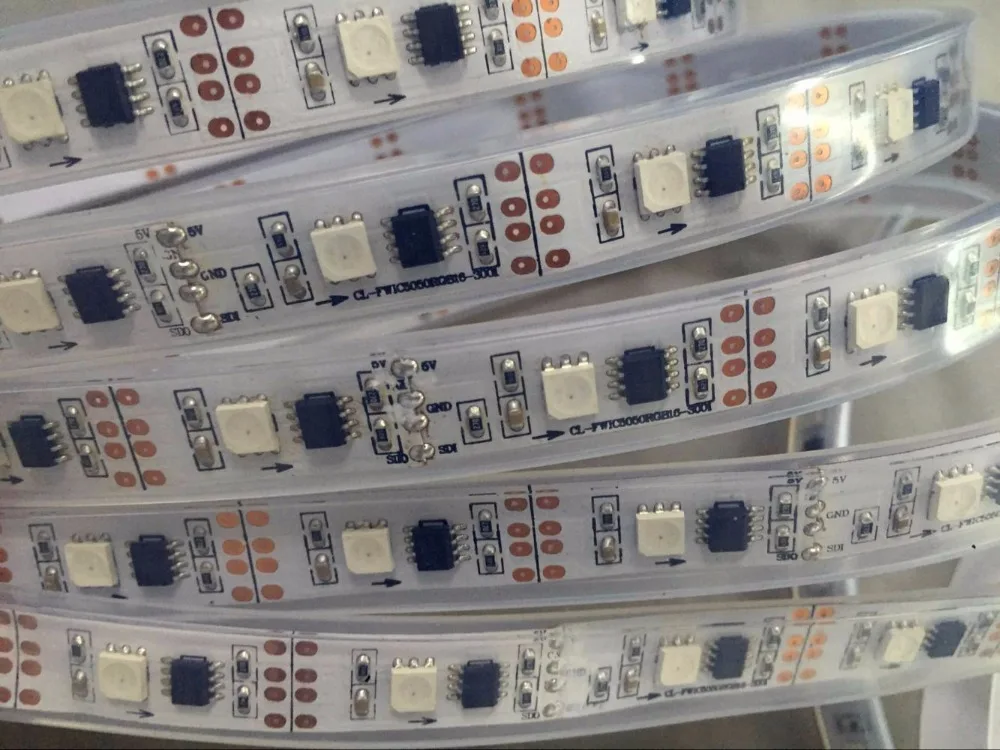 5 м светодиодная цифровая полоса DC5V вход TSL3001 IC (4096 масштаб) 32 шт. и 5050 SMD RGB каждый