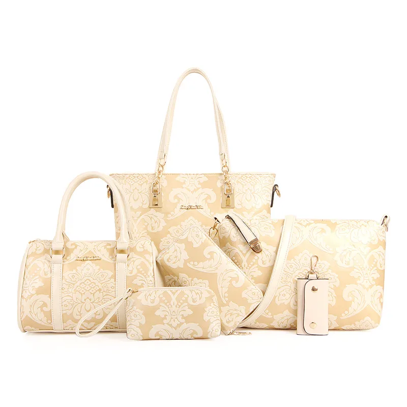 MIWIND, новая мода, Сумки из искусственной кожи, высокое качество, женская сумка через плечо, купить один комплект(6 шт.), более выгодная женская сумка - Цвет: Creamy white Set
