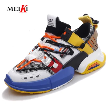 

MEIKI 2019 Summer Women Casual Shoes Flock Platform White Sneakers Lace-Up Sewing Wedges Lover Shoes for Women Zapatos Mujer