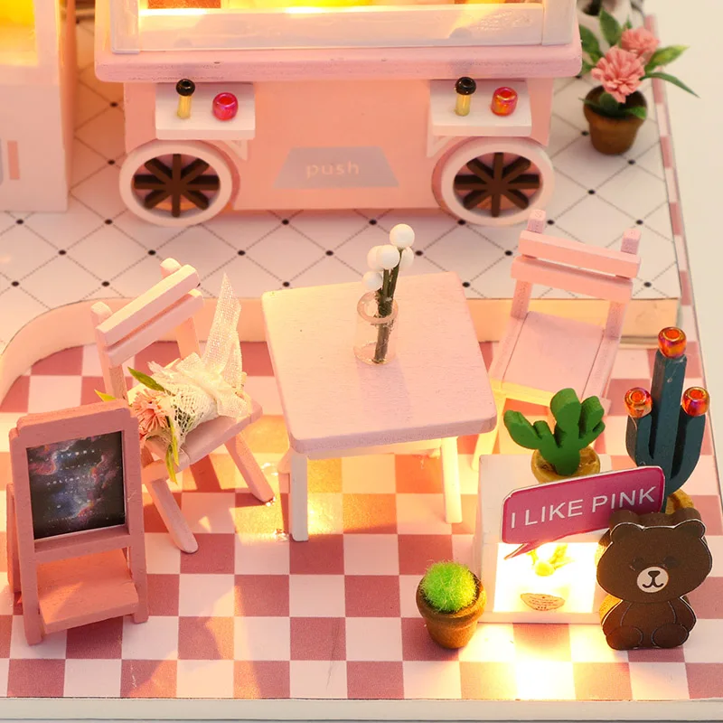 DIY Кукольный дом Миниатюрный Кукольный домик с мебельным набором деревянный дом Miniaturas кукольная машина игрушки для детей