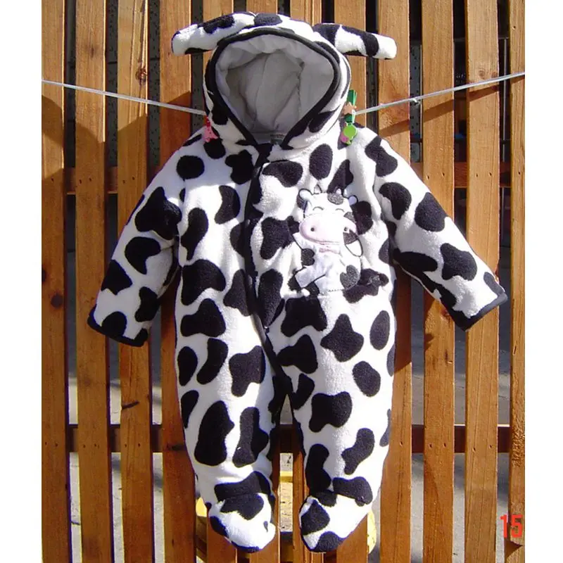 Размер 9 месяцев, милые костюмы с коровой и животными, теплая зимняя одежда для маленьких мальчиков, детский комбинезон, ползунки, Комбинезоны для маленьких детей, одежда для младенцев