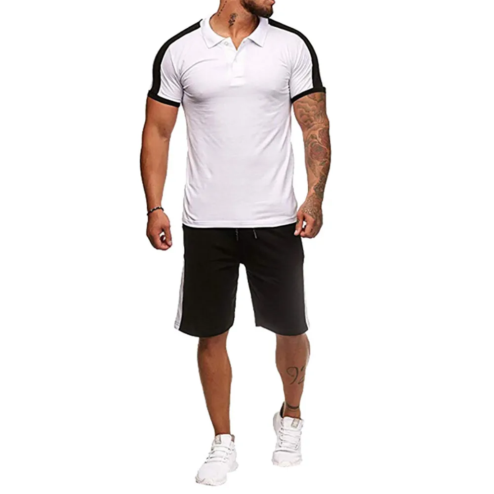 Men Tracksuits Short Sleeve 2019 Summer EU Size Male Fitness Sets High Quality Workout Shorts Sweaty Young Man Casual Sportswear Men Tracksuits Short Sleeve 2019 Summer EU Size Male Fitness Sets High Quality Workout Shorts Sweaty Young Man Casual Sportswear