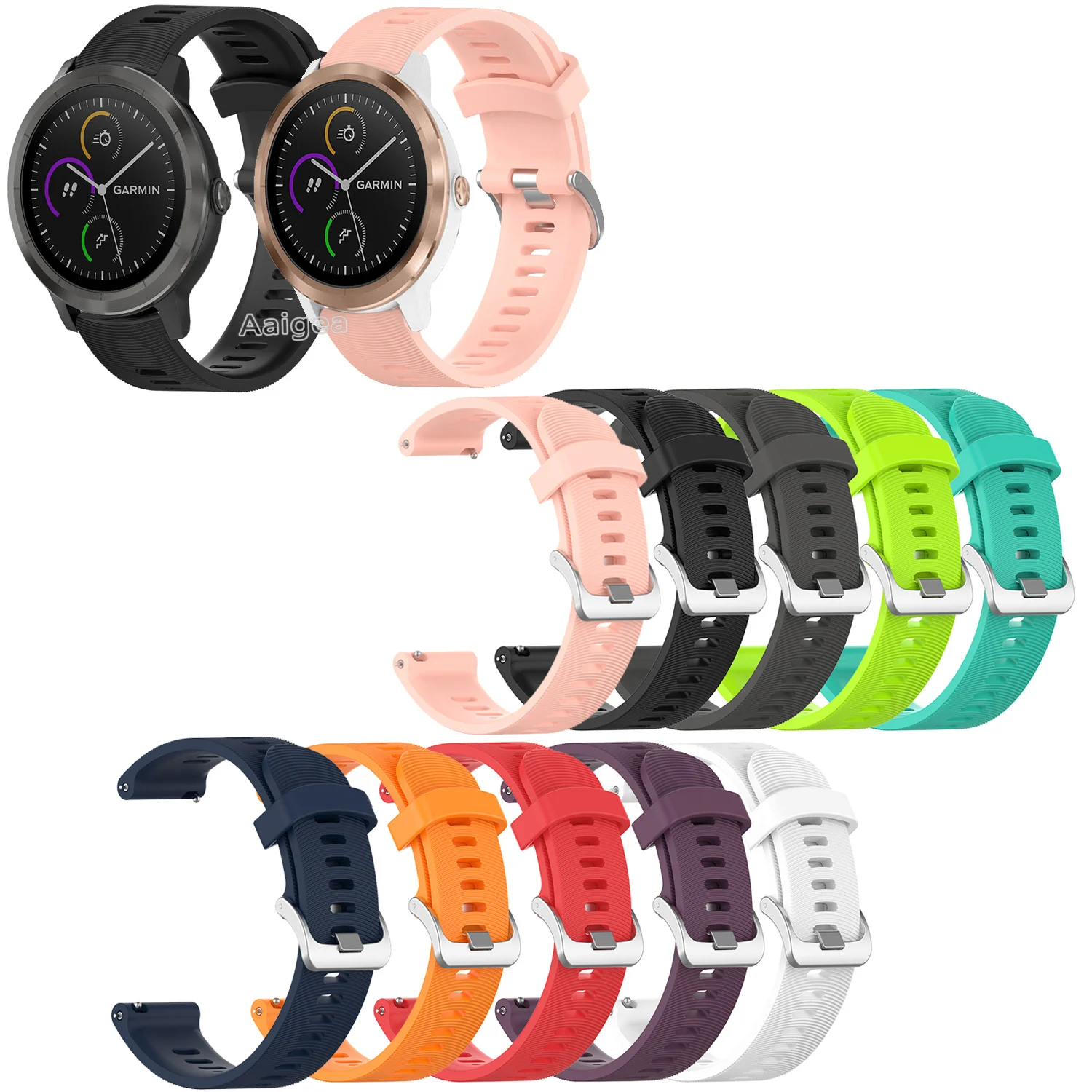 

Fashion Soft Silicone Watch Strap Band For Garmin Vivoactive 3 Smart Watch Replacement 20mm Sports Wrist band strap Men Women