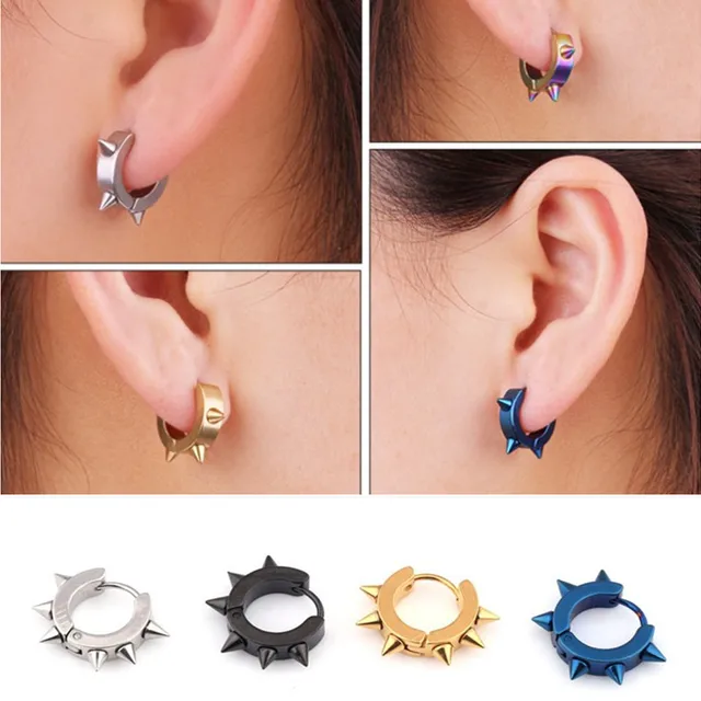 New Cool Male Stainless Steel Clip Earrings Personalized Tide Men New Cool Male Stainless Steel Clip Earrings Personalized Tide Men Ear Jewelry Rivet Spikes