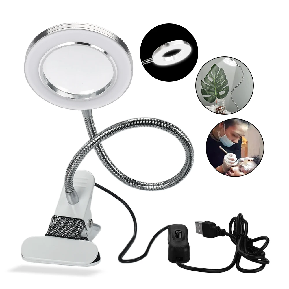 

LED Lamp Clip Table USB Adjustable Cold White Desk Light for Eyebrow Tattoo Nail Art Beauty Makeup Eye Protection No Glare