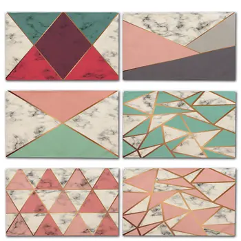 

1Pcs Marble Geometric Pattern Kitchen Placemat Dining Table Mat Drink Coaster Cotton Linen Pad Cup Mat 42*32cm Home Decor MG0047