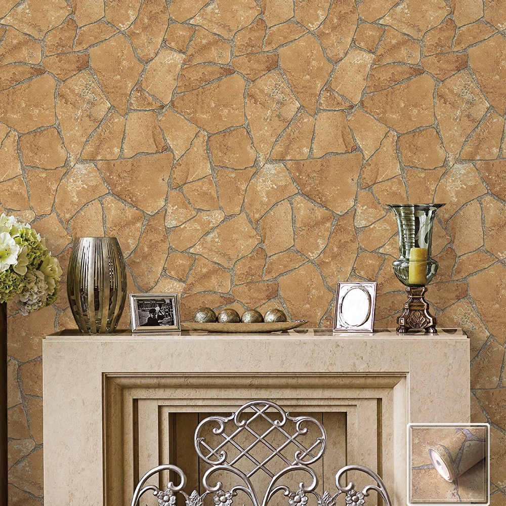 Haokhome vintage faux marble stone wallpaper rolls sandgrey 3d brick realistic murals home bedroom