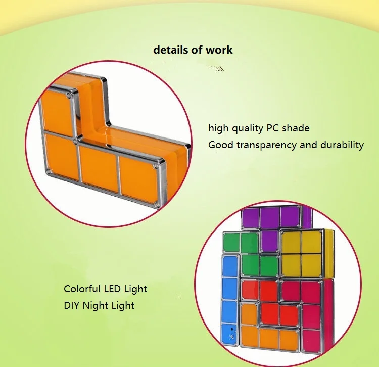 ЕС/США штекер DIY тетрис Ночной светильник светодиодный 7 шт. красочные штабелируемые настольные лампы Дети подарок игрушка пазл светильник s спальня лампа