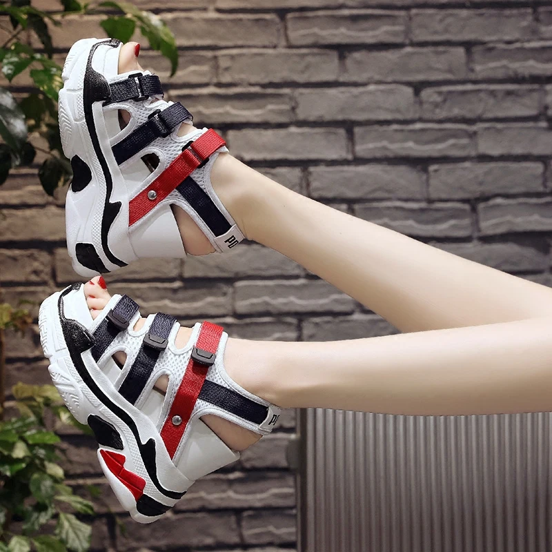 Women Sandals 2019 Summer Ladies Mesh Platform Sandals 12CM Wedges Thick Bottom Casual Women Sneakers Comfortable White Sandals