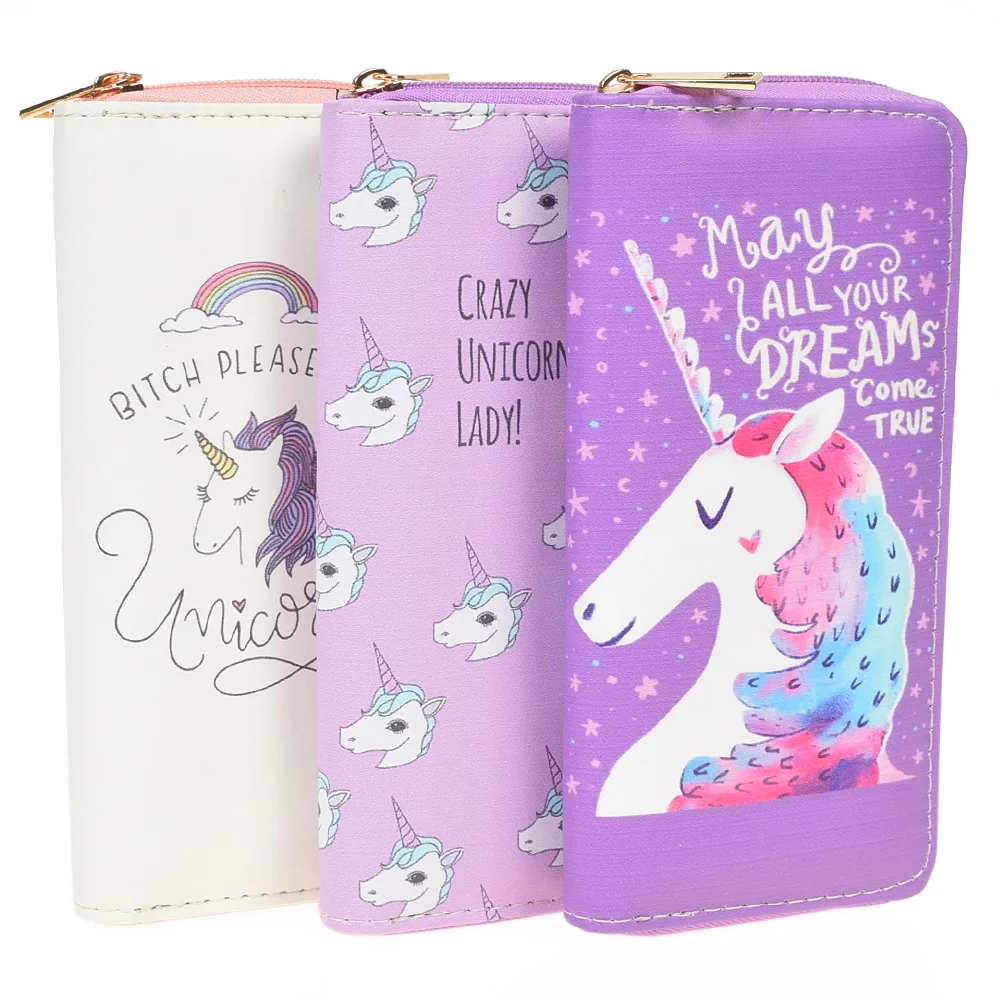 

Zipper Wallets For Women With Phone PU Cartoon Unicorn Clutch Purses Small Credit Cards Holder Long Ladies Mini Wallets