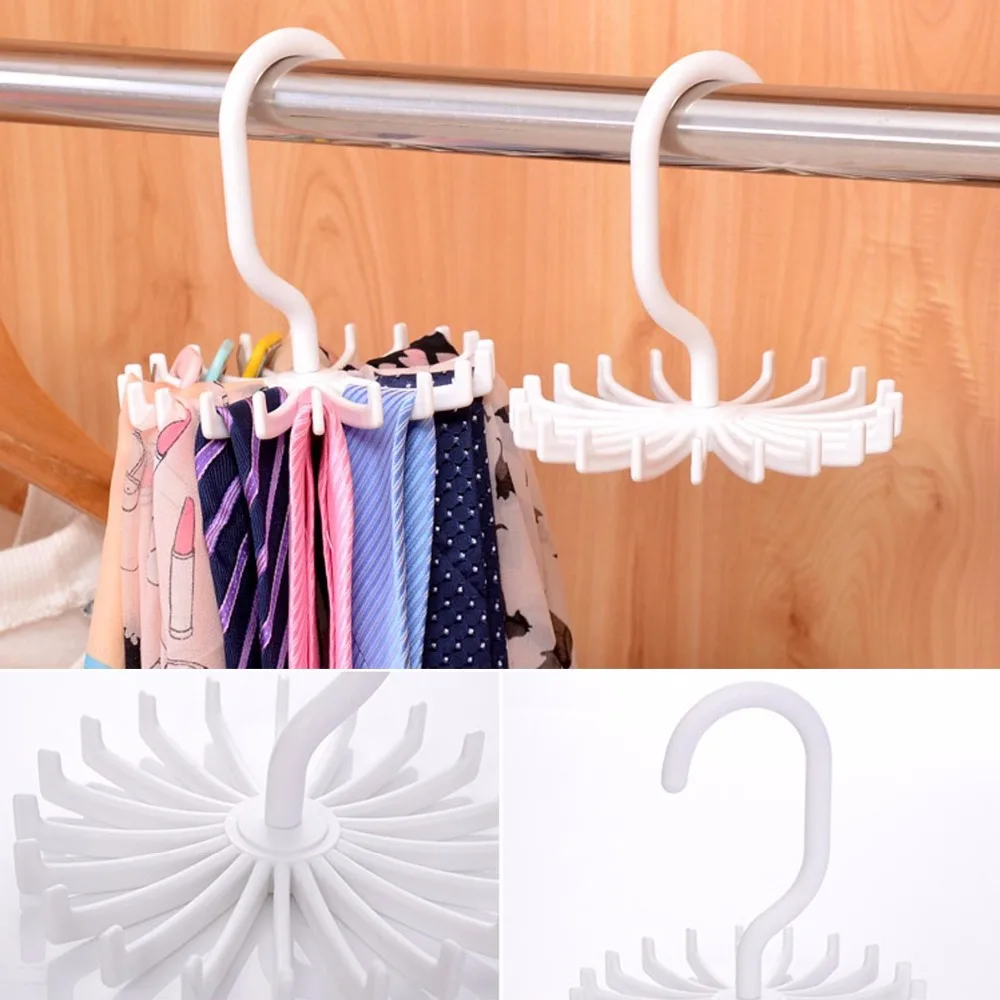 

Nosii 360 Degree Rotation 20 Hooks Adjustable Tie Belt Scarf Hanger Hook Ties Scarf Rack Organizer