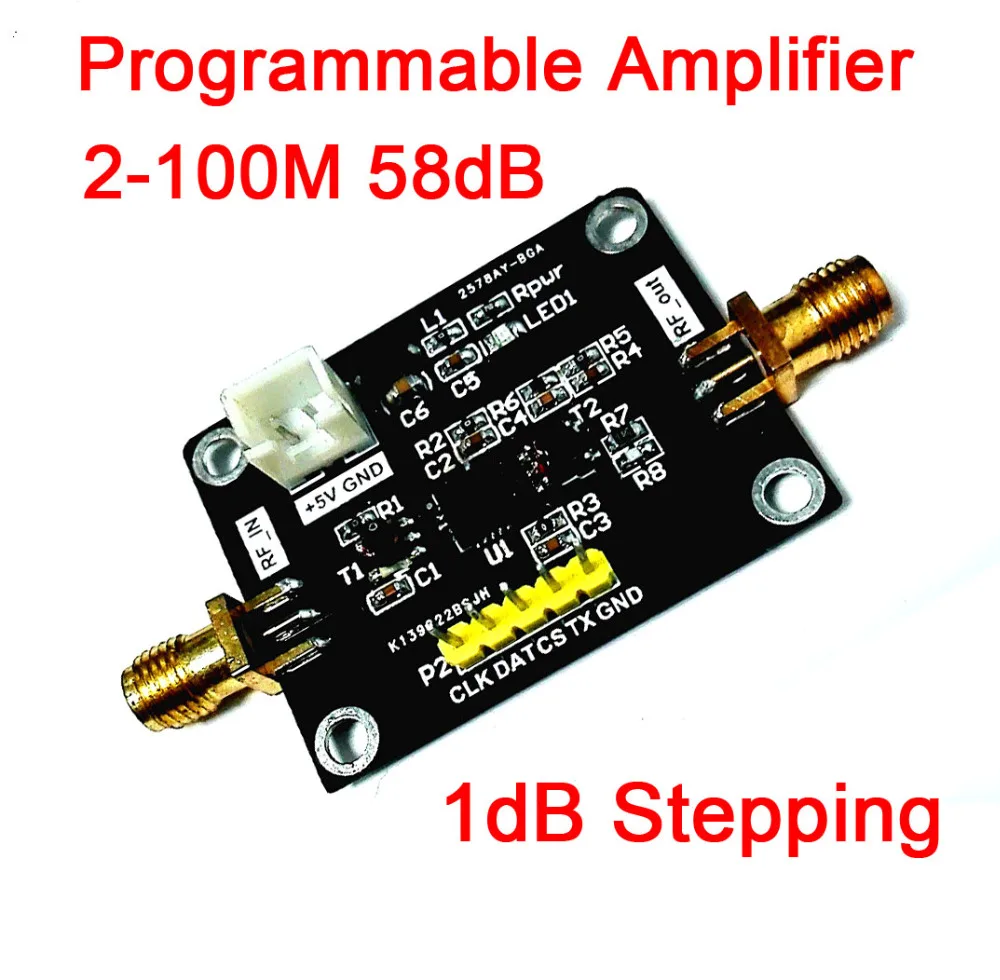 

2-100M 58dB Programmable Amplifier 1dB Stepping 0.5W output ham radio AM FM HF power supply: 5v