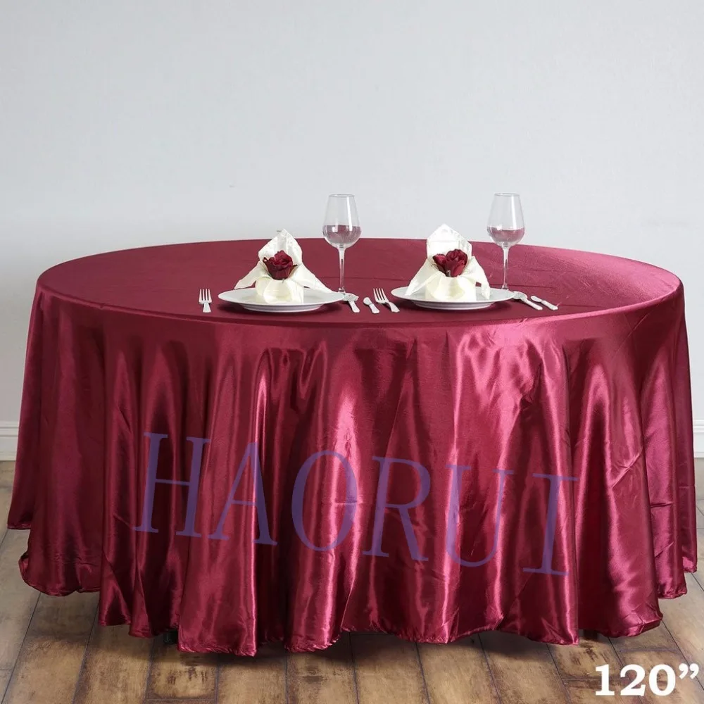 Free Shipping 10pcs Customized 120'' Burgundy Dining Table Cloth Satin Tablecloth for Wedding