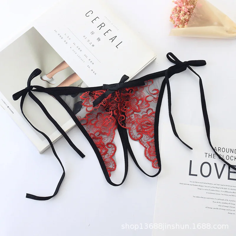 7color Gift beautiful lace leaves Women's Sexy lingerie Thongs G-string Underwear Panties Briefs Ladies T-back 1pcs/Lot JS668 - Цвет: JS668hong