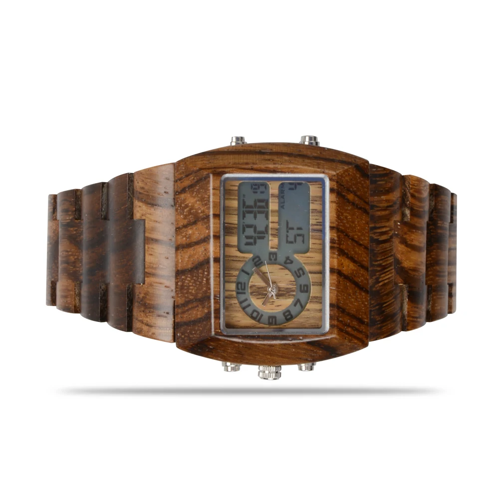 Мужские кварцевые часы BEWELL с фирменным дизайном ручной работы, деревянные часы класса люкс, Цифровые мужские деревянные часы 021A