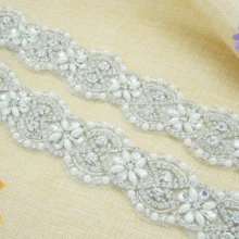 ShiDianYi серебряные стразы аппликация пояс невесты кристалл жемчуг ленты свадебная одежда подружки невесты платья 10PCS-RA296-Y514