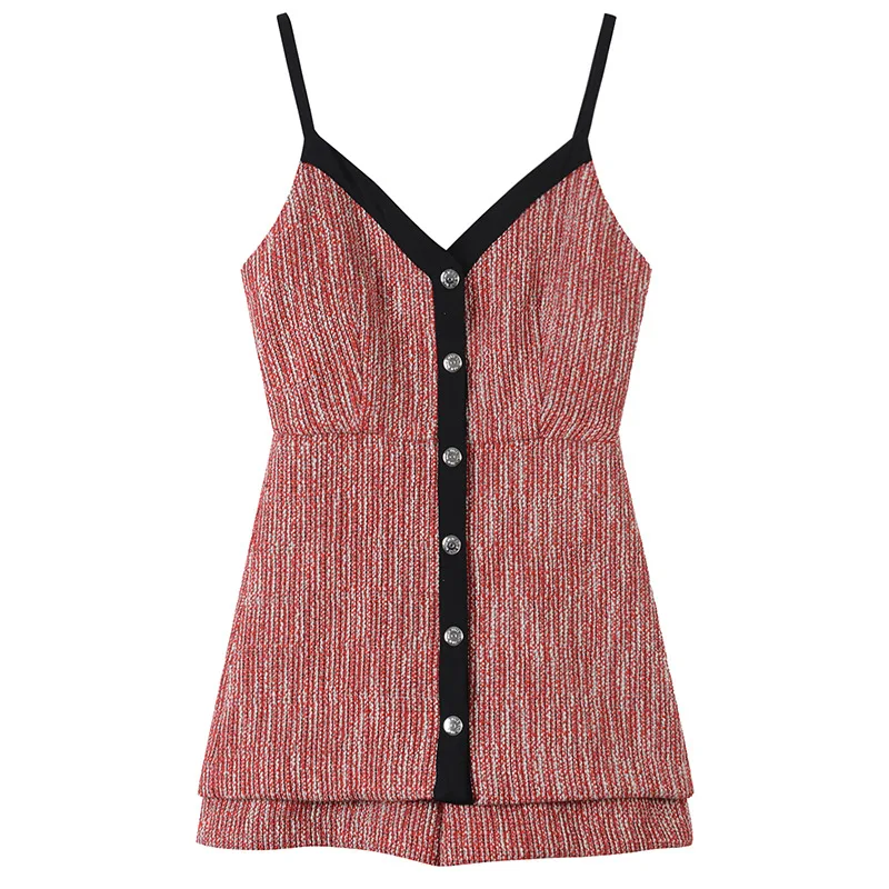 

Spring Summer of 2019 Women Dress Sexy Sleeveless V-neck Knitted Dress Spaghetti Strap Single Breasted Above Knee Mini Dresses