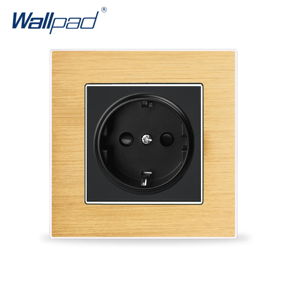 Европейская 2 контактная немецкая розетка Wallpad Роскошная сатиновая