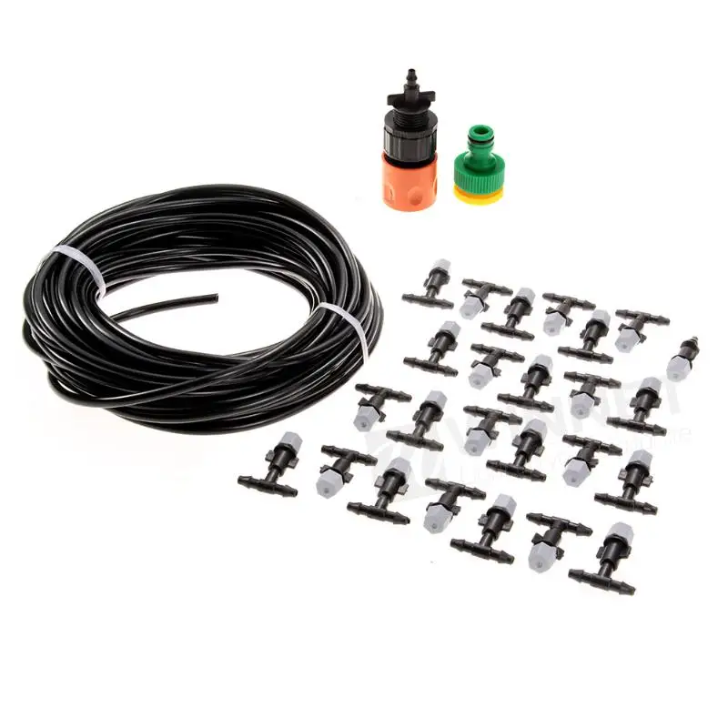 15m DIY Outdoor Garden Patio Misting Drop Cooling System +25 Plastic Mist Nozzle