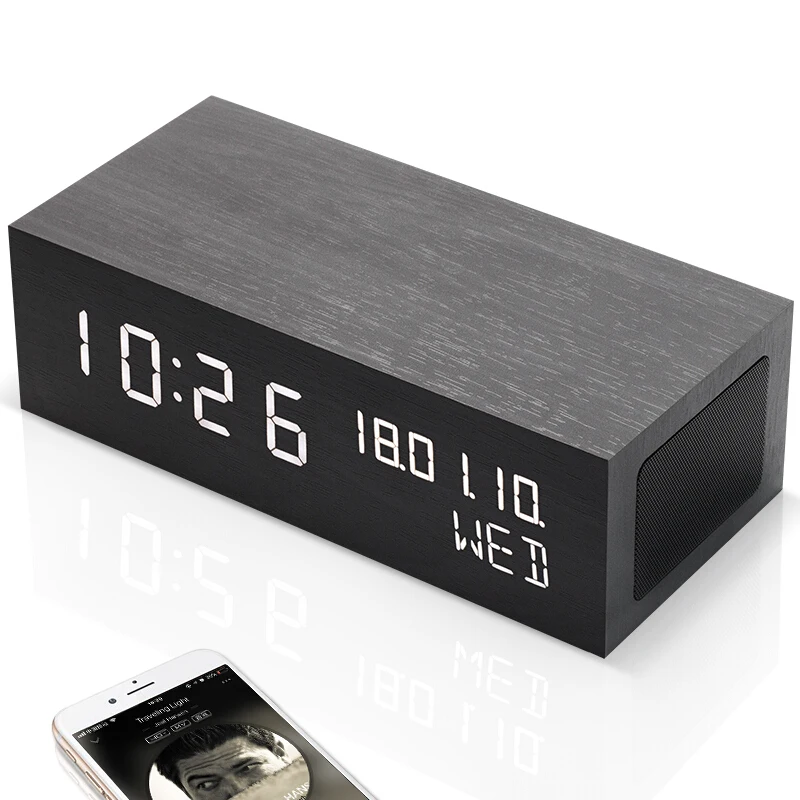 Bluetooth динамик с светодиодный Будильник ночник цифровой таймер - Цена: 