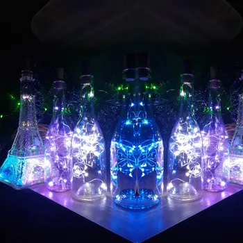 1M 10Led 2M 20Led 유리 와인 LED 문자열 빛 코르크 모양의 와인 병 마 개 빛 램프 크리스마스 파티 장식