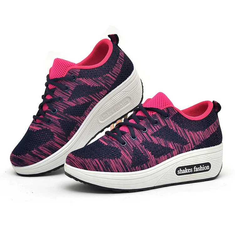 

YeddaMavis Mesh Air Sneakers Women Shoes 2019 Spring Thick-soled Wedges Shoes Old Beijing Flying Weave Shoes Casual Shoes Woman