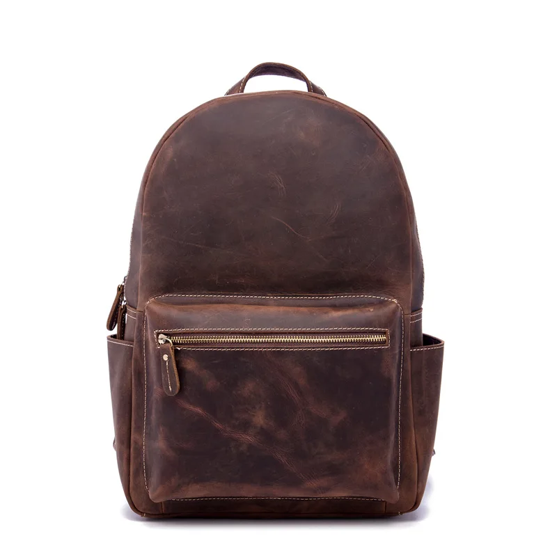 Мужской рюкзак crazy horse кожаный рюкзак ретро желтовато-коричневый студенческий рюкзак 9338