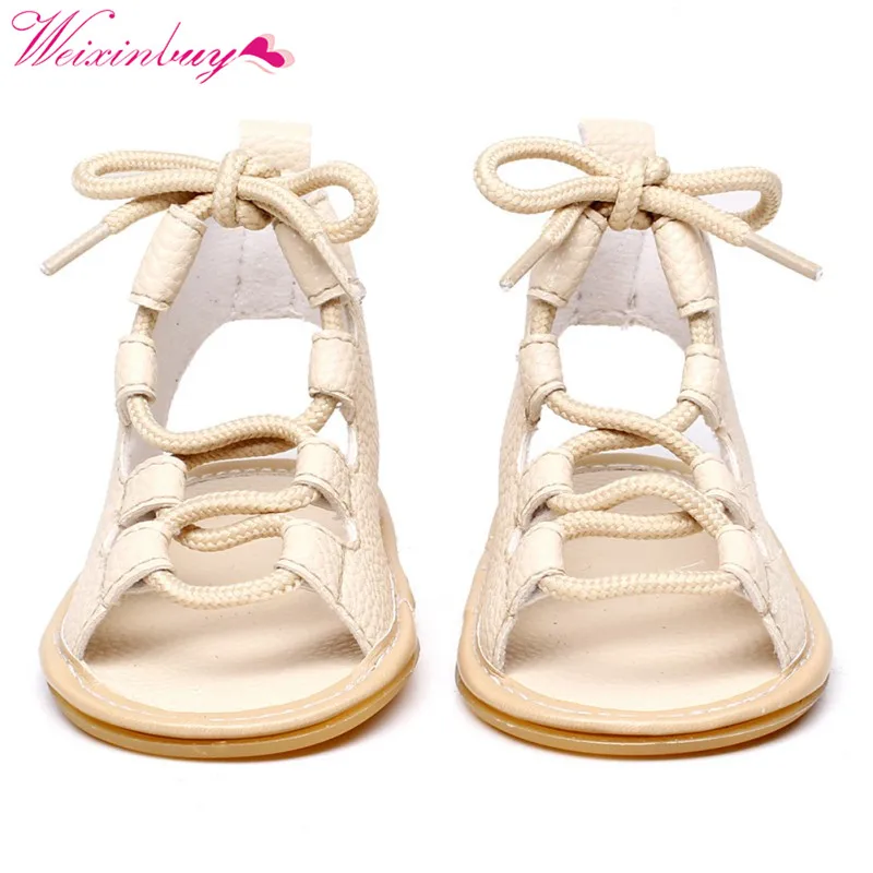 Детские сандалии; обувь для новорожденных девочек; модные летние сандалии в римском стиле из искусственной кожи для маленьких девочек; обувь для новорожденных девочек с ремешком