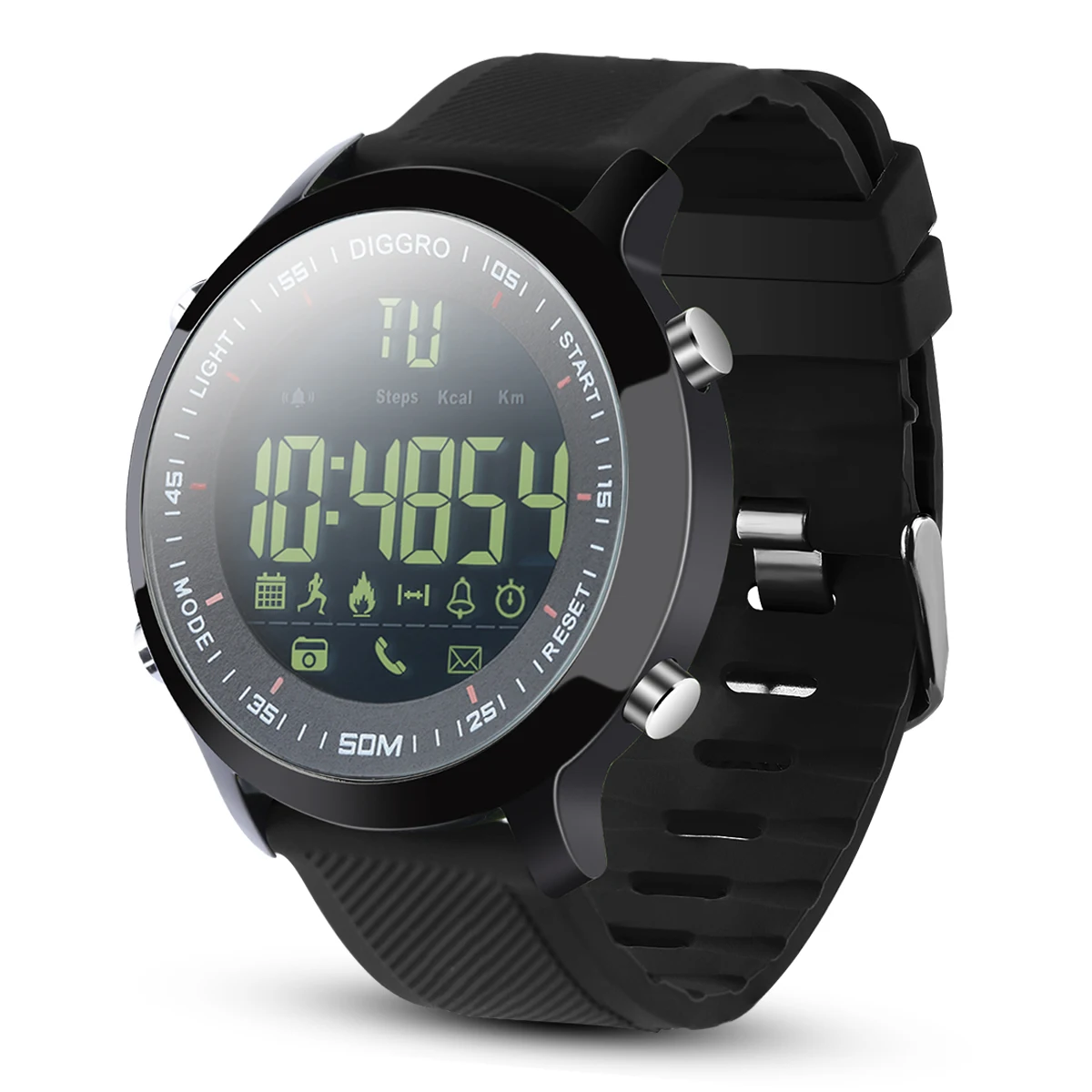 Смарт-часы Diggro DI04, IP68, водонепроницаемые, 5 АТМ, шагомер, напоминание о сообщениях, для плавания, фитнес-часы для Android IOS, черный циферблат - Цвет: Black
