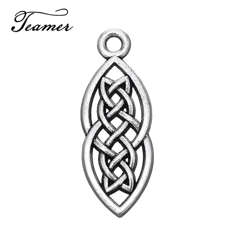 

Teamer 20pcs/lot Zinc Alloy Antique Silver Color Metal Irish Knot Charms Small Pendants Dangle for Handmade Jewelry Making