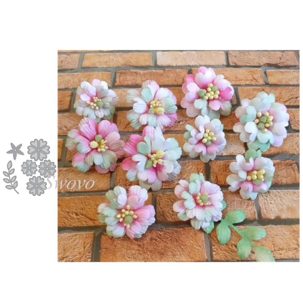 

Swovo Heart shaped petals Pentagram Flora Metal Cutting Dies for Scrapbooking DIY Etched Dies Craft Paper Card Making Embossing
