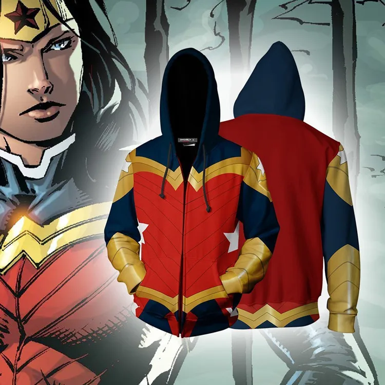

Wonder Woman Diana Prince Hoodies Sweatshirt Jacket Cosplay Costumes Wonder Woman Hoodies suit Men and Women 3D Printed Jackets