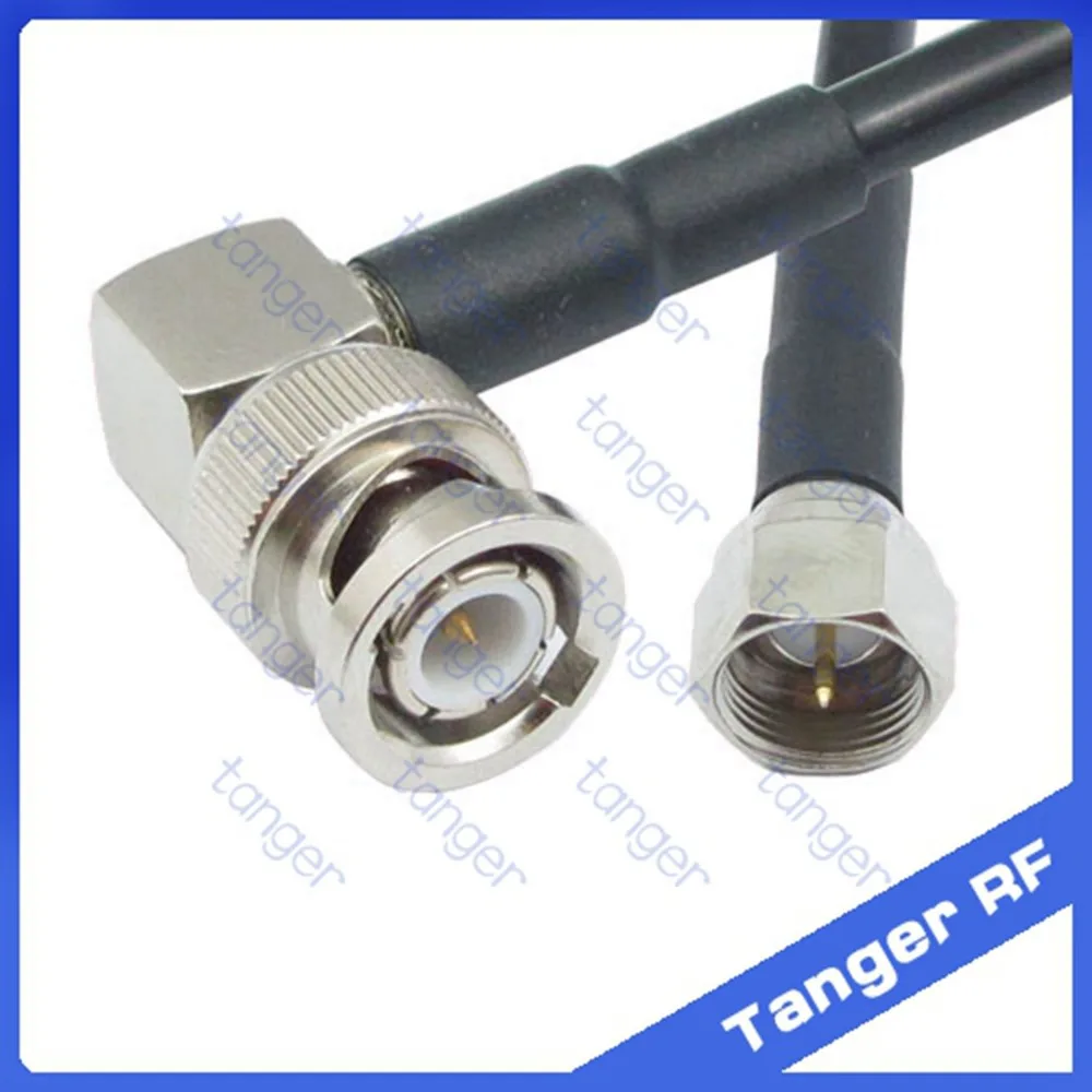 

Tanger Hot selling F male plug to BNC male plug right angle RF RG58 Pigtail Jumper Coaxial Cable 20inch 50cm High Quality