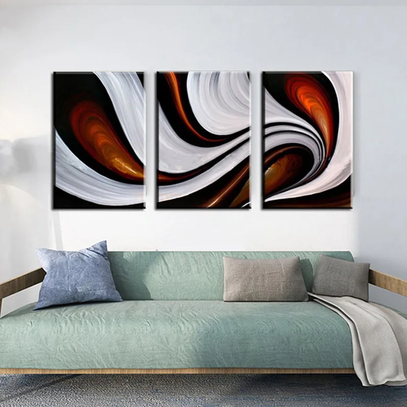 

Handpainted Streak Wave Acrylic Paintings on Canvas Handmade Abstract Graffiti Oil Painting Modern Home Wall Art 3 Piece Picture