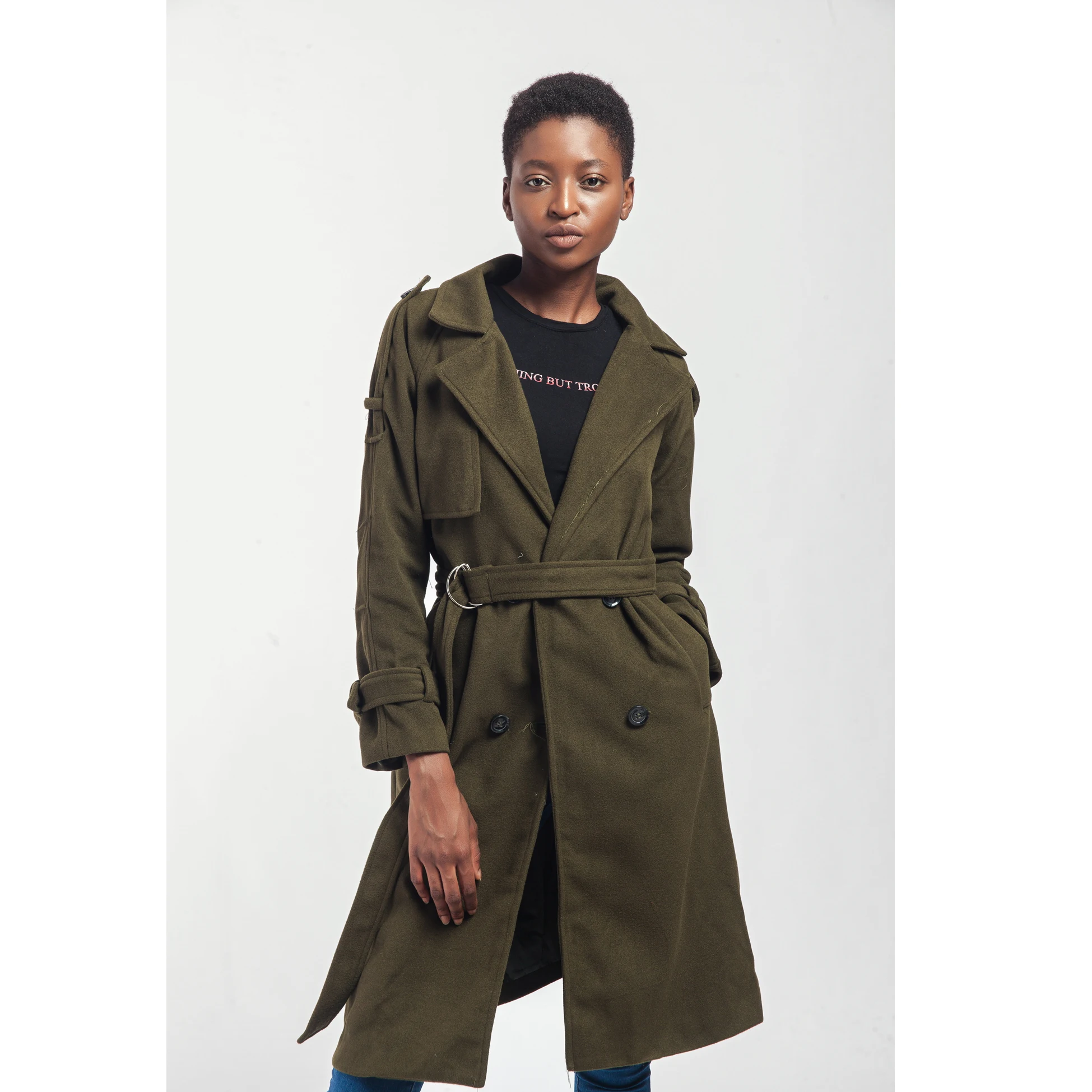 

ZADORIN Long Coats Winter Women Woolen Coat Long Sleeve Lapel Army Green Vintage Wool Coat Jacket Long Slim Outerwear Female