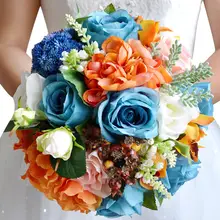 Искусственные цветы AYiCuthia, атласные розы, синие свадебные цветы, свадебные букеты, новые свадебные цветы, деревенский свадебный букет