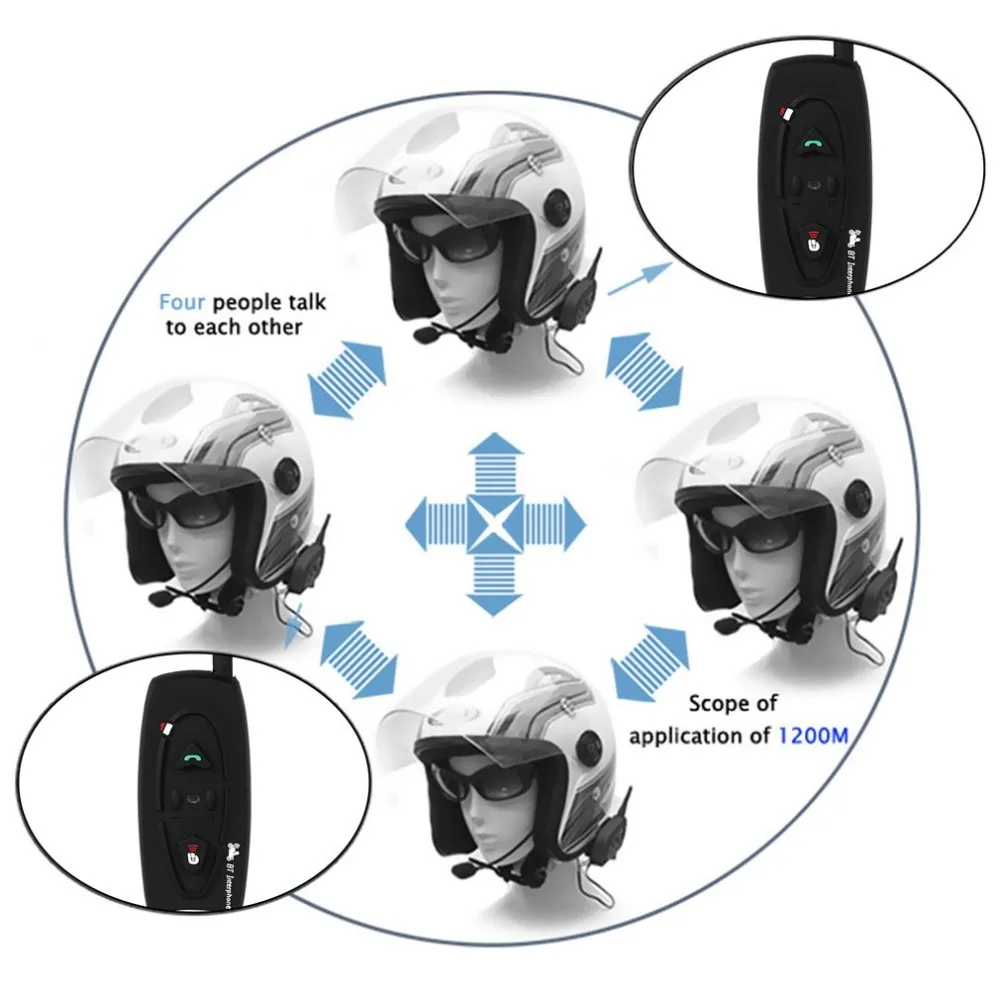 

High Quality V2-500M Bluetooth Motorcycle Helmet Intercom Interphone 2 Riders BT Walkie Talkie For Skiing Cycling Helmet